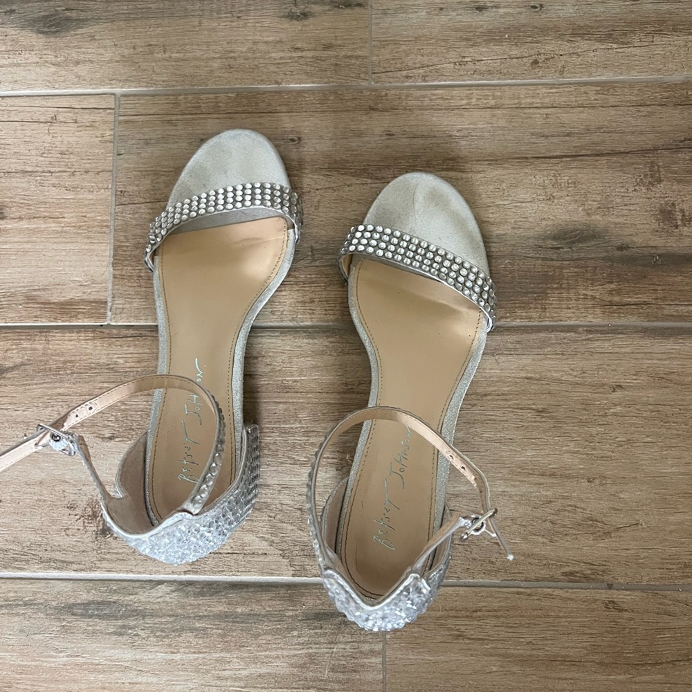 Betsey Johnson Silver Heels with Rhinestones